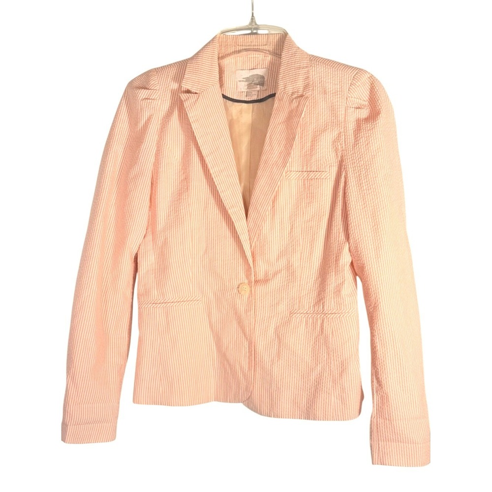 Forever 21 Women's Orange Seersucker Blazer - Classic Tailored Jacket size M
